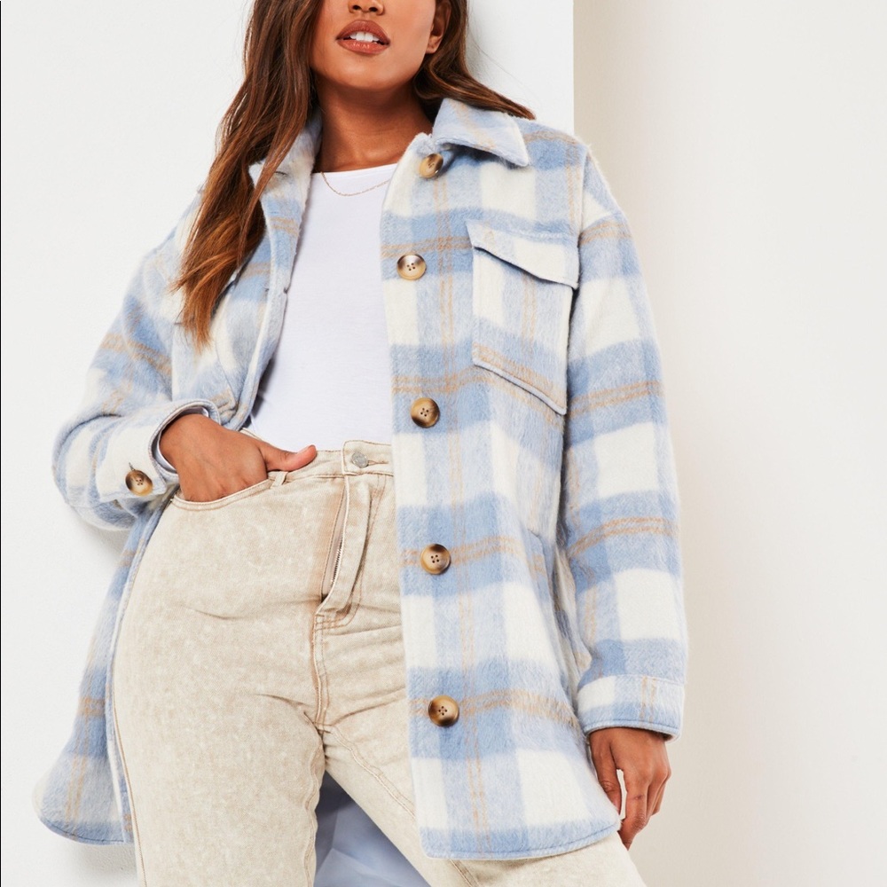 Missguided Blue Plaid Shacket